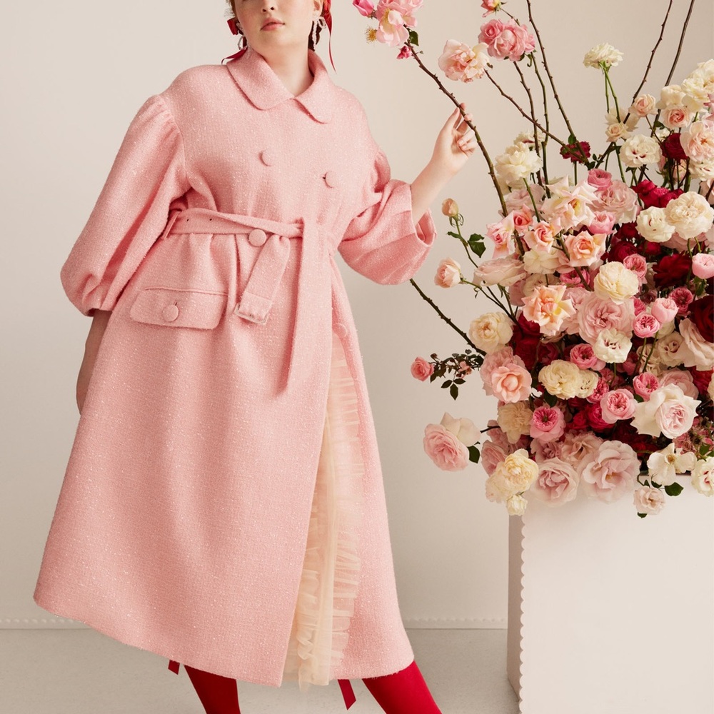 NWT Simone Rocha H&M Pink Tinsel Coat szS - Picture 2 of 4